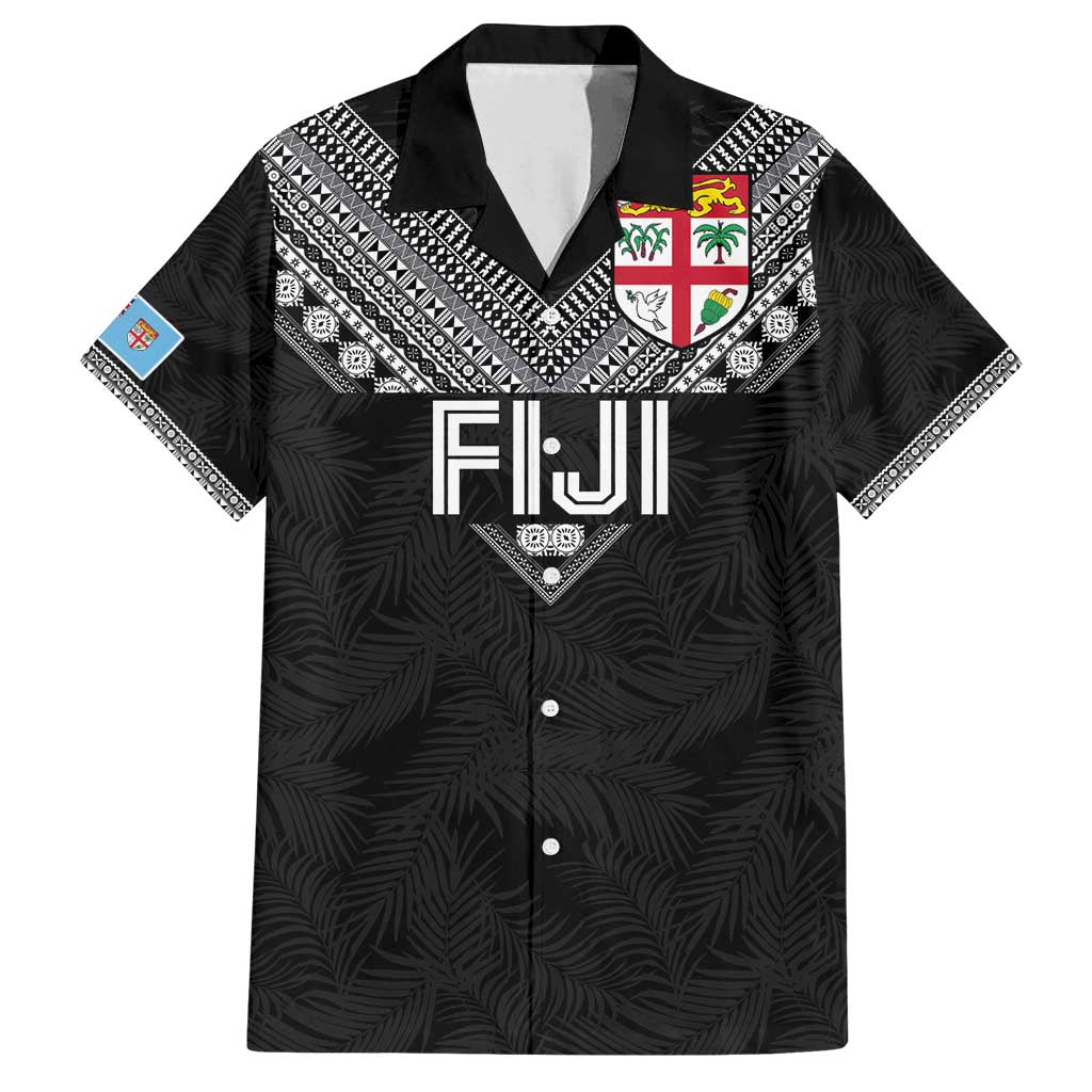 Custom Rugby Fiji Family Matching Off Shoulder Maxi Dress and Hawaiian Shirt Fijian Masi Tribal Sporty Style Black Color - Polynesian Pride