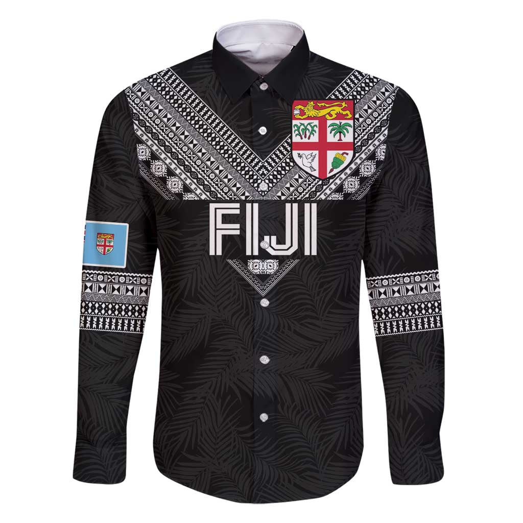 Custom Rugby Fiji Family Matching Off Shoulder Maxi Dress and Hawaiian Shirt Fijian Masi Tribal Sporty Style Black Color - Polynesian Pride