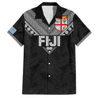 Custom Rugby Fiji Family Matching Short Sleeve Bodycon Dress and Hawaiian Shirt Fijian Masi Tribal Sporty Style Black Color - Polynesian Pride