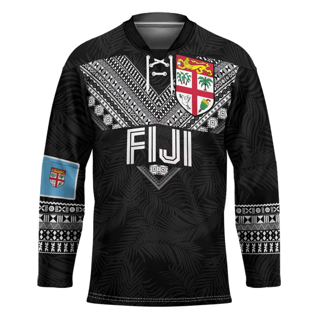 Custom Rugby Fiji Hockey Jersey Fijian Masi Tribal Sporty Style Black Color LT03 Unisex Black - Polynesian Pride