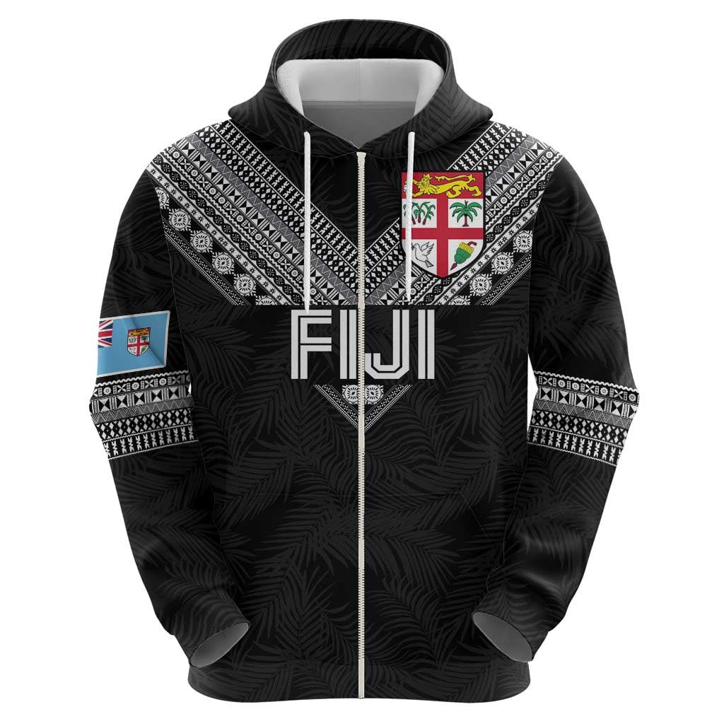 Custom Rugby Fiji Hoodie Fijian Masi Tribal Sporty Style Black Color - Polynesian Pride