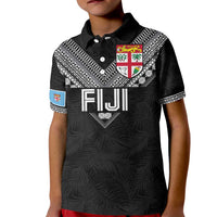 Custom Rugby Fiji Kid Polo Shirt Fijian Masi Tribal Sporty Style Black Color - Polynesian Pride