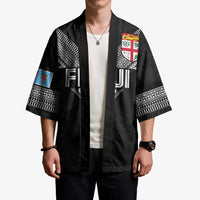 Custom Rugby Fiji Kimono Fijian Masi Tribal Sporty Style Black Color - Polynesian Pride