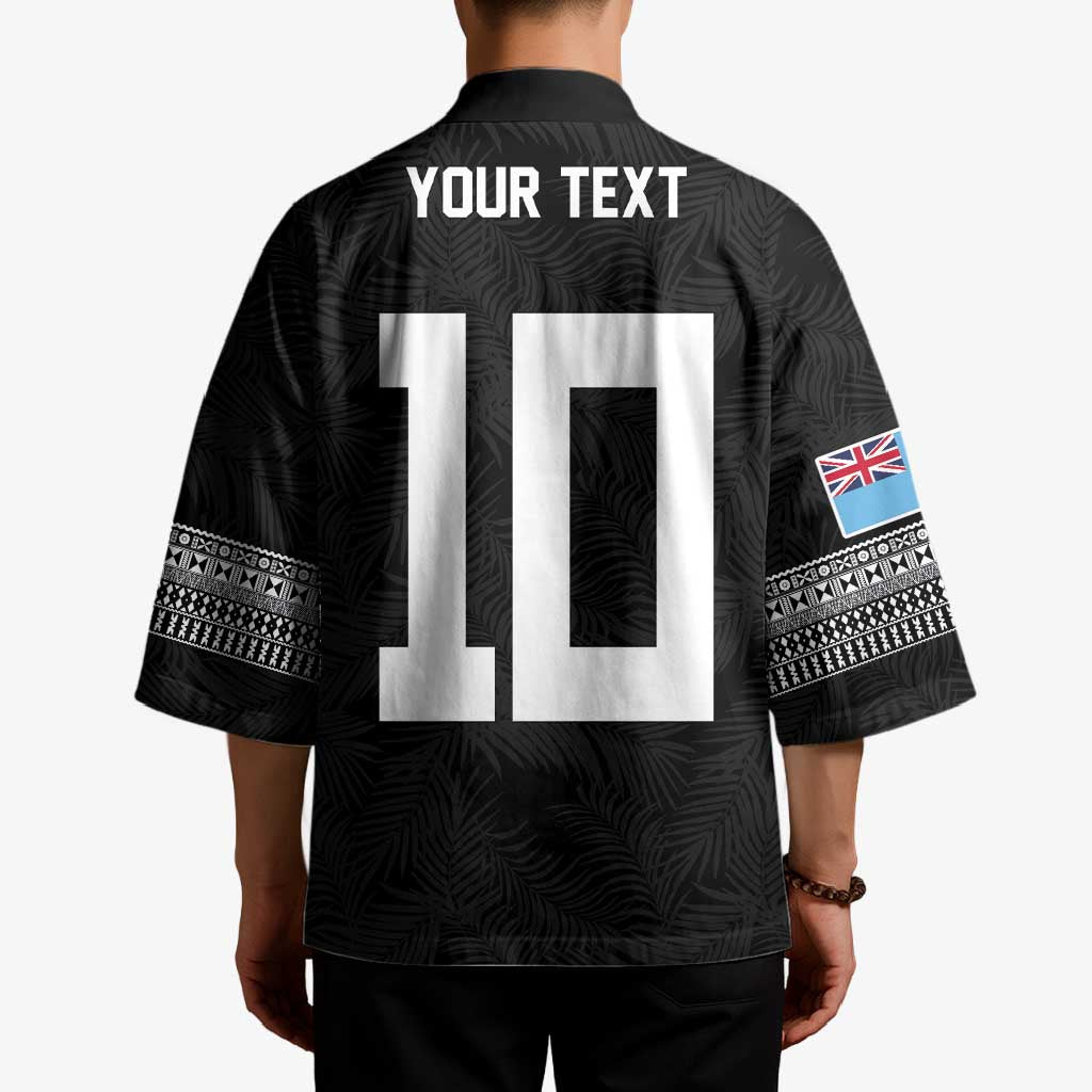 Custom Rugby Fiji Kimono Fijian Masi Tribal Sporty Style Black Color - Polynesian Pride