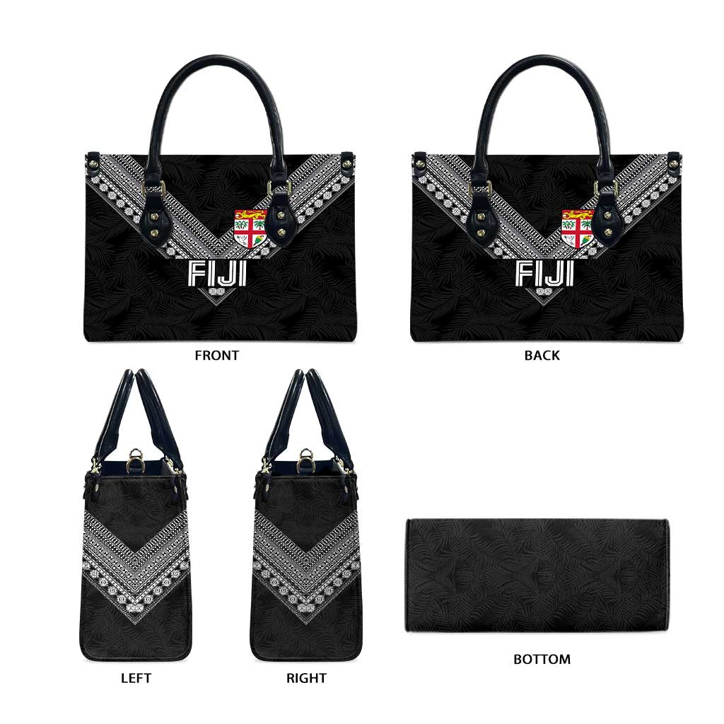 Rugby Fiji Leather Bag Fijian Masi Tribal Sporty Style Black Color LT03 - Polynesian Pride
