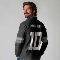 Custom Rugby Fiji Long Sleeve Polo Shirt Fijian Masi Tribal Sporty Style Black Color - Polynesian Pride