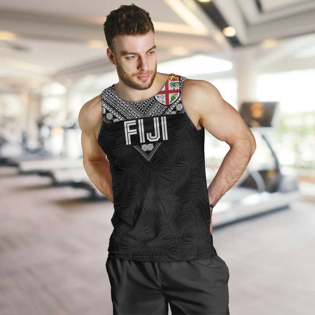 Custom Rugby Fiji Men Tank Top Fijian Masi Tribal Sporty Style Black Color - Polynesian Pride