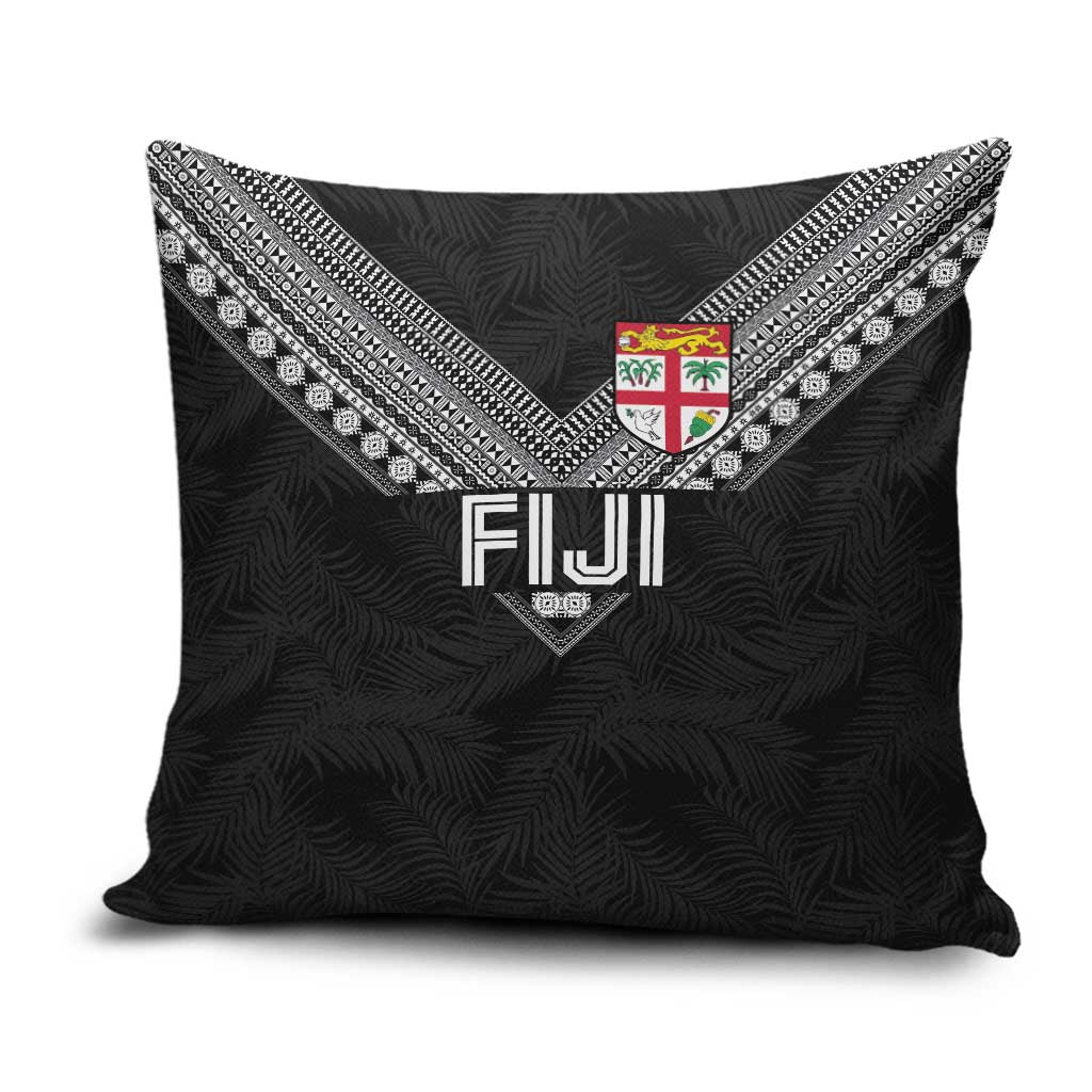 Rugby Fiji Pillow Cover Fijian Masi Tribal Sporty Style Black Color - Polynesian Pride