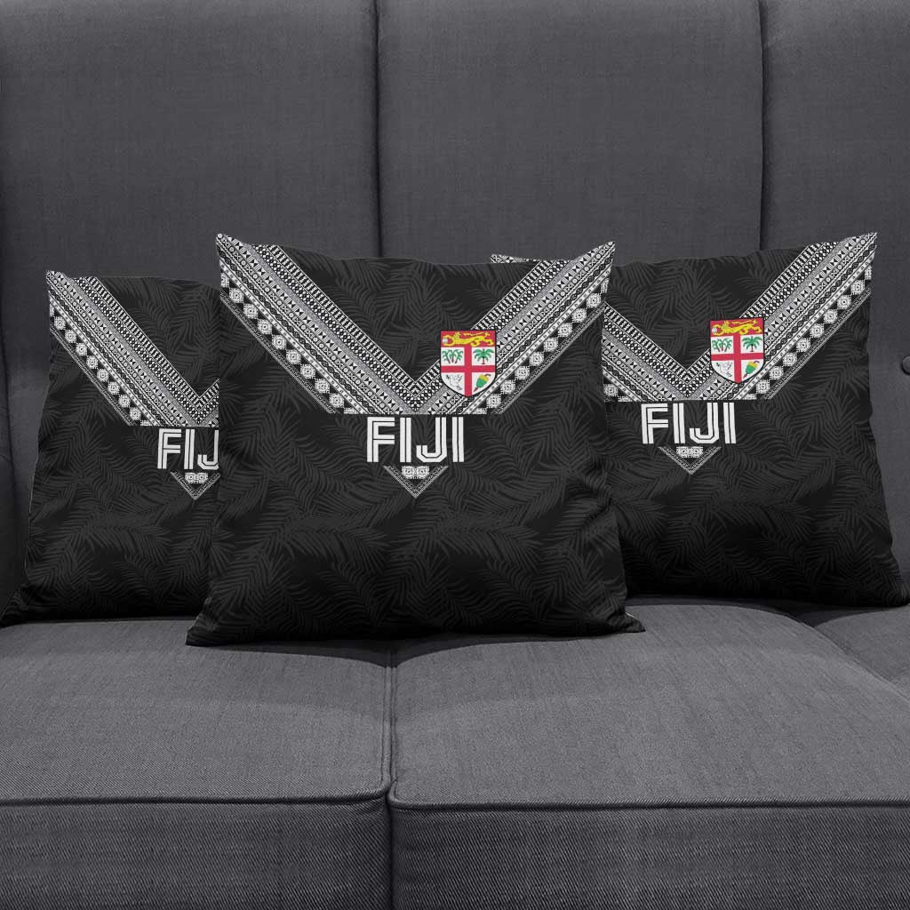 Rugby Fiji Pillow Cover Fijian Masi Tribal Sporty Style Black Color LT03 - Polynesian Pride