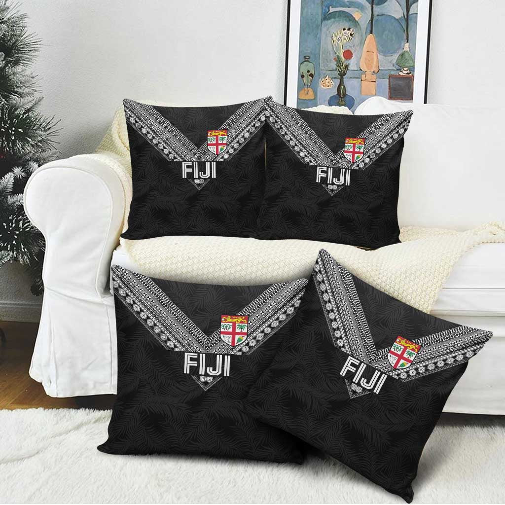 Rugby Fiji Pillow Cover Fijian Masi Tribal Sporty Style Black Color LT03 - Polynesian Pride