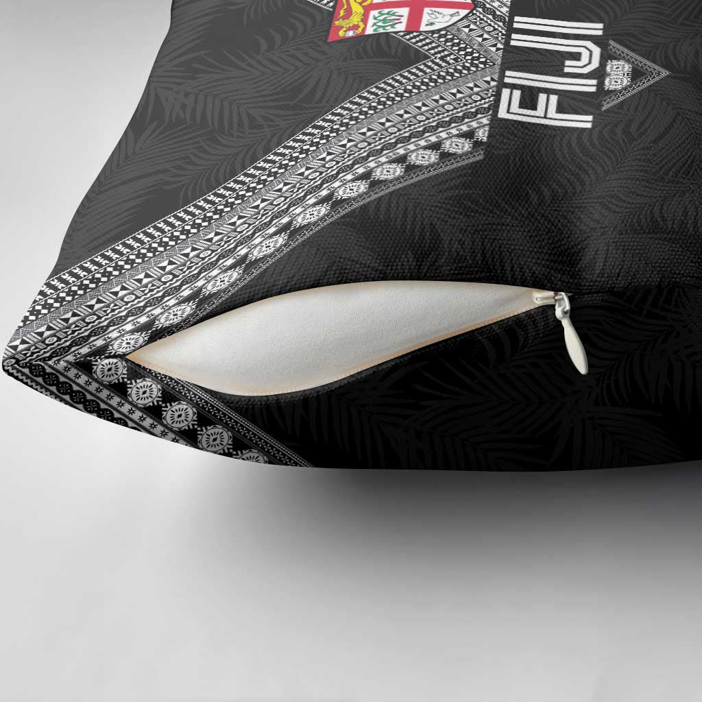 Rugby Fiji Pillow Cover Fijian Masi Tribal Sporty Style Black Color LT03 - Polynesian Pride