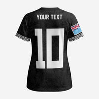 Custom Rugby Fiji Scrub Top Fijian Masi Tribal Sporty Style Black Color - Polynesian Pride