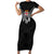 Custom Rugby Fiji Short Sleeve Bodycon Dress Fijian Masi Tribal Sporty Style Black Color - Polynesian Pride