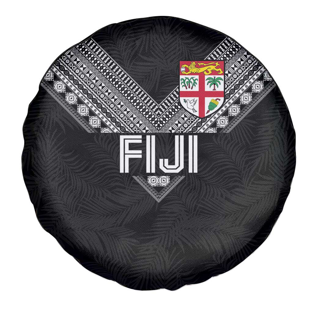 Rugby Fiji Spare Tire Cover Fijian Masi Tribal Sporty Style Black Color - Polynesian Pride