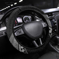 Rugby Fiji Steering Wheel Cover Fijian Masi Tribal Sporty Style Black Color LT03 Universal Fit Black - Polynesian Pride