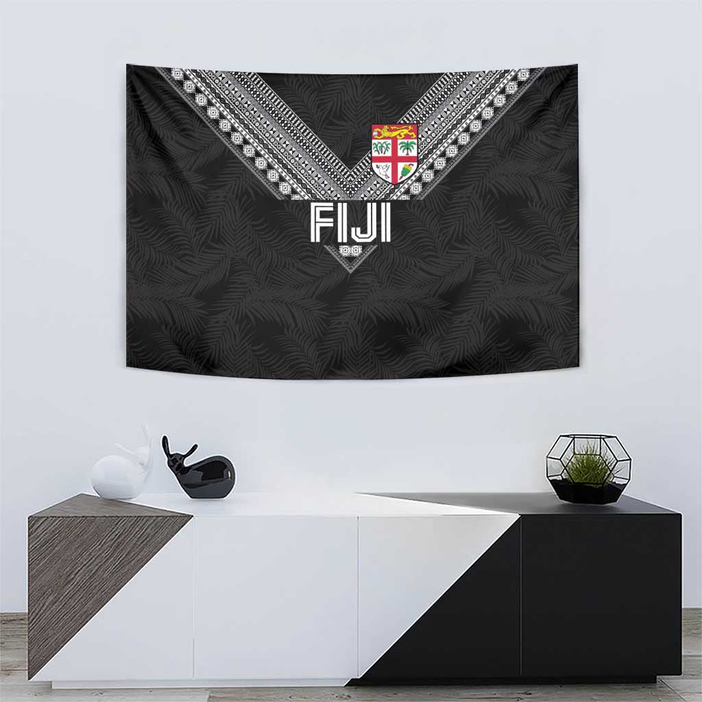 Rugby Fiji Tapestry Fijian Masi Tribal Sporty Style Black Color LT03 - Polynesian Pride