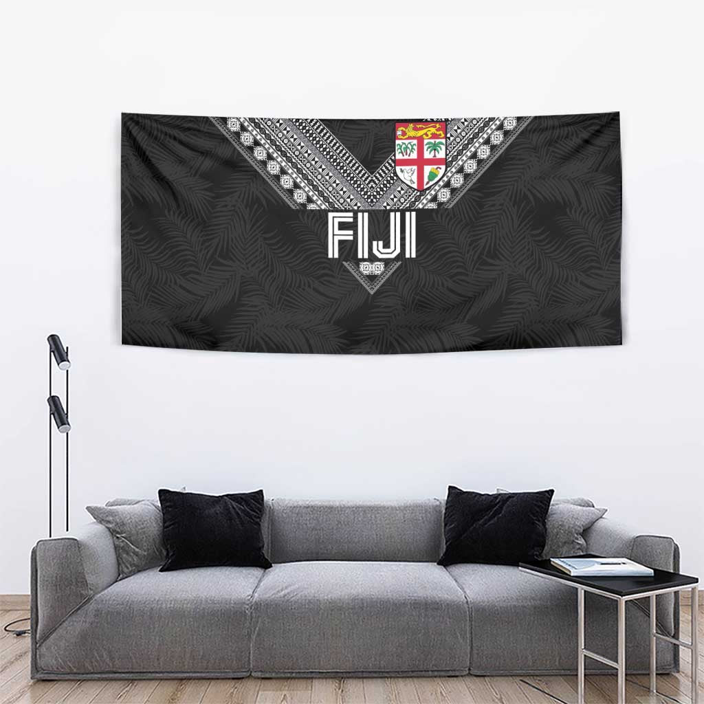 Rugby Fiji Tapestry Fijian Masi Tribal Sporty Style Black Color LT03 - Polynesian Pride