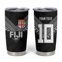 Custom Rugby Fiji Tumbler Cup Fijian Masi Tribal Sporty Style Black Color LT03 Black - Polynesian Pride