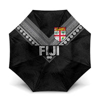 Rugby Fiji Umbrella Fijian Masi Tribal Sporty Style Black Color LT03 One Size Folded 11.42 inch Opened Diameter 37.4 inch Black - Polynesian Pride