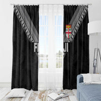 Rugby Fiji Window Curtain Fijian Masi Tribal Sporty Style Black Color - Polynesian Pride