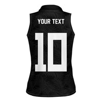 Custom Rugby Fiji Women Sleeveless Polo Shirt Fijian Masi Tribal Sporty Style Black Color - Polynesian Pride