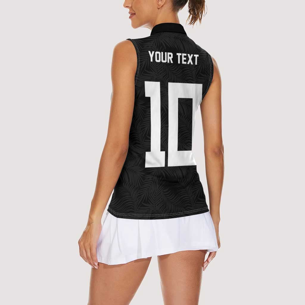 Custom Rugby Fiji Women Sleeveless Polo Shirt Fijian Masi Tribal Sporty Style Black Color - Polynesian Pride
