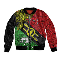 Papua New Guinea Southern Highlands Province Bomber Jacket PNG Birds Of Paradise Polynesian Arty Style LT03 Unisex Black - Polynesian Pride