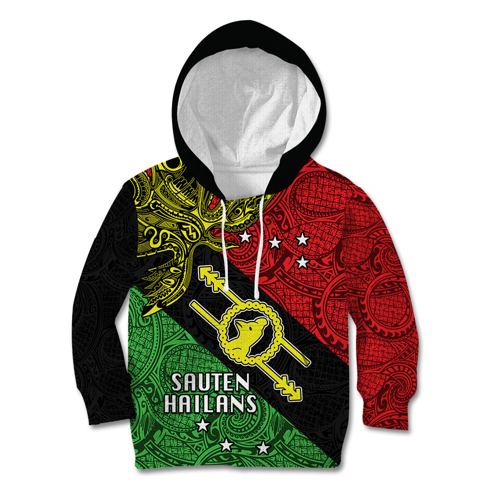 Papua New Guinea Southern Highlands Province Kid Hoodie PNG Birds Of Paradise Polynesian Arty Style LT03 Hoodie Black - Polynesian Pride