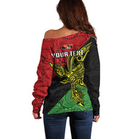 Personalised Papua New Guinea Southern Highlands Province Off Shoulder Sweater PNG Birds Of Paradise Polynesian Arty Style LT03 - Polynesian Pride