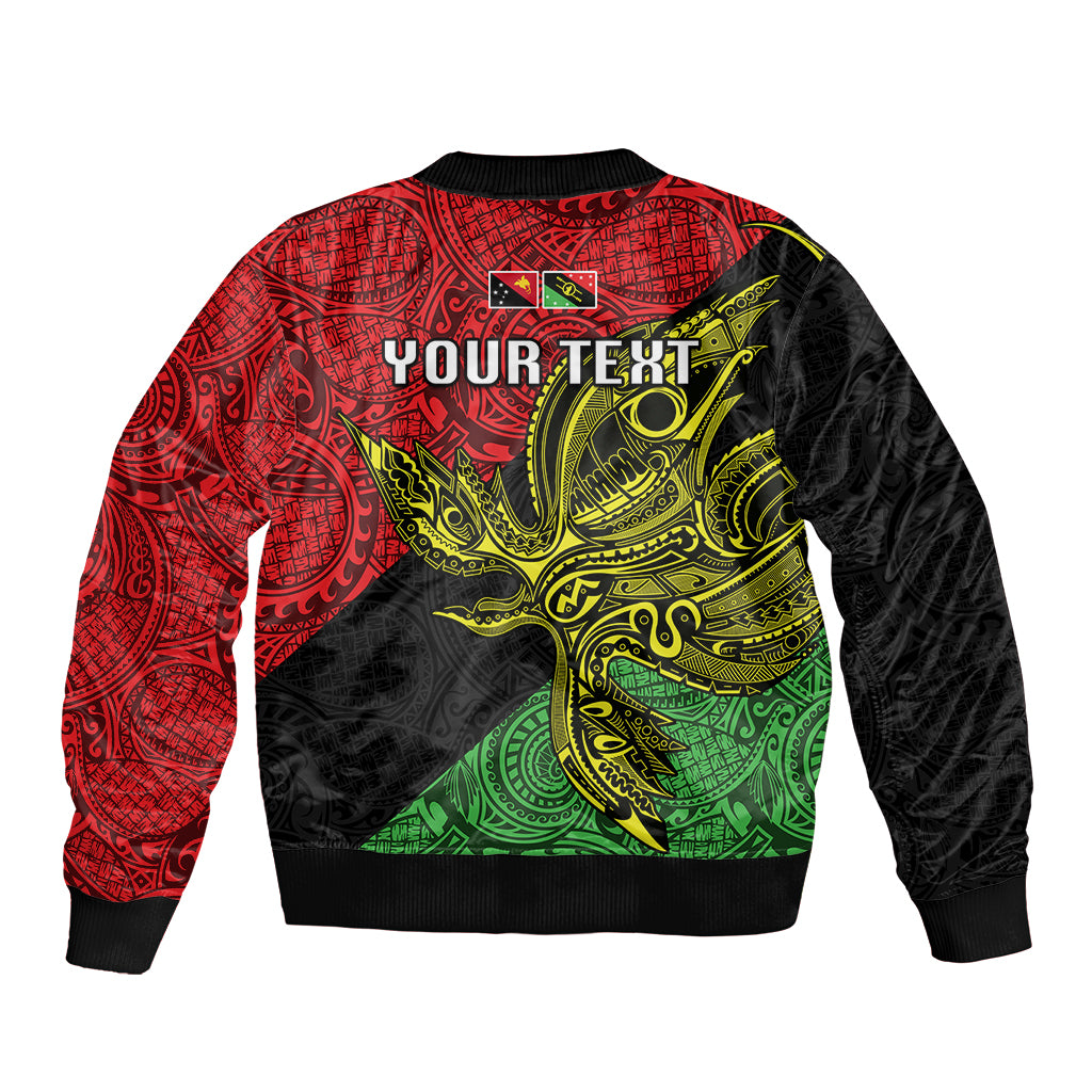 Personalised Papua New Guinea Southern Highlands Province Sleeve Zip Bomber Jacket PNG Birds Of Paradise Polynesian Arty Style LT03 - Polynesian Pride