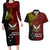 Papua New Guinea Western Province Couples Matching Long Sleeve Bodycon Dress and Hawaiian Shirt PNG Birds Of Paradise Polynesian Arty Style LT03 Red - Polynesian Pride