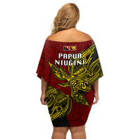 Papua New Guinea Western Province Off Shoulder Short Dress PNG Birds Of Paradise Polynesian Arty Style LT03 - Polynesian Pride