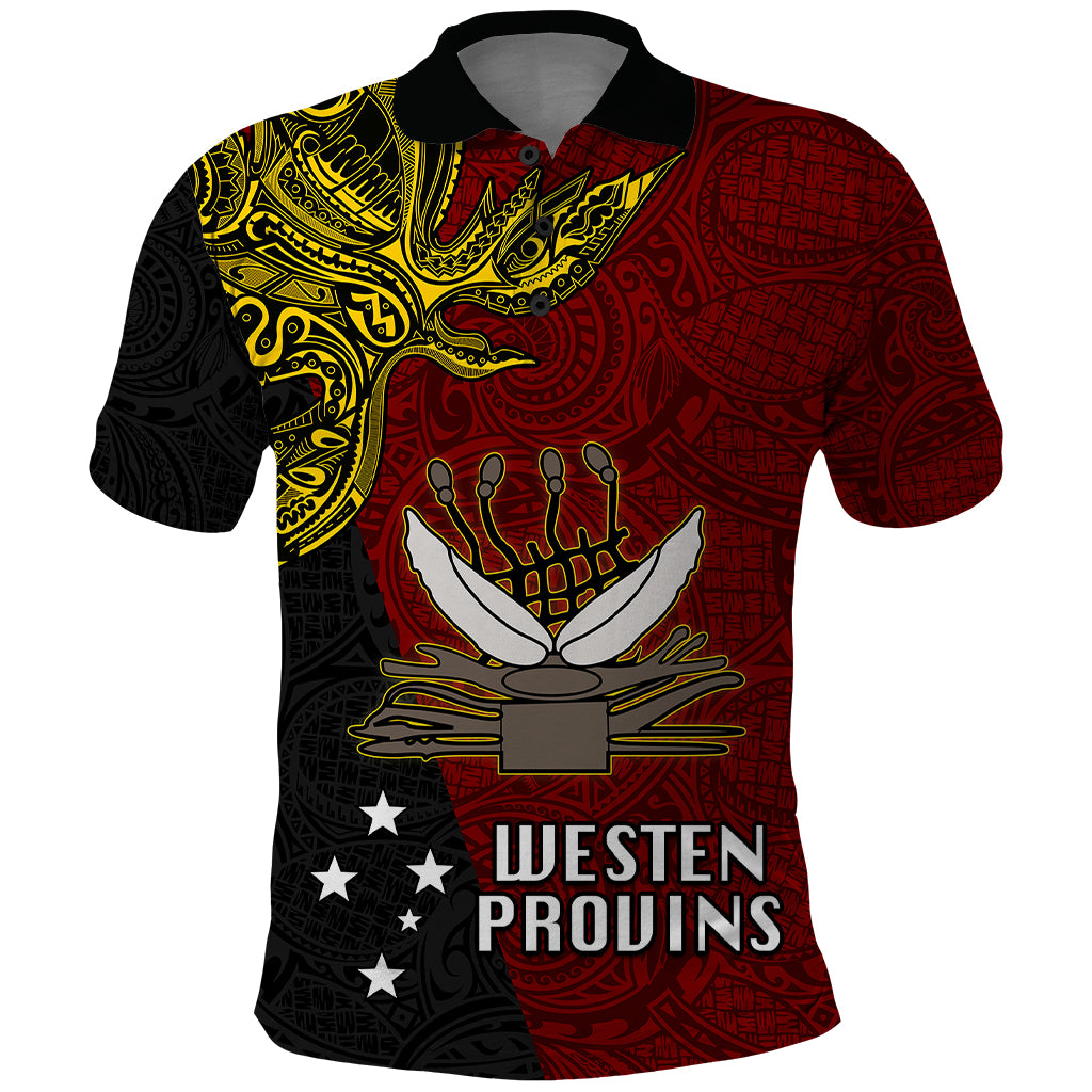 Papua New Guinea Western Province Polo Shirt PNG Birds Of Paradise Polynesian Arty Style LT03 Red - Polynesian Pride