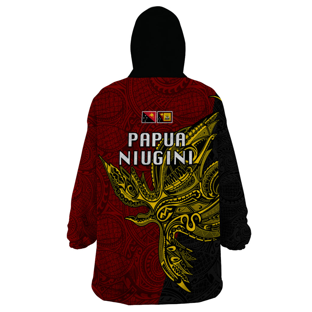 Papua New Guinea Western Province Wearable Blanket Hoodie PNG Birds Of Paradise Polynesian Arty Style LT03 - Polynesian Pride