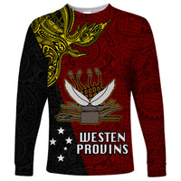 Personalised Papua New Guinea Western Province Long Sleeve Shirt PNG Birds Of Paradise Polynesian Arty Style LT03 Unisex Red - Polynesian Pride