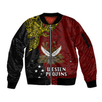 Personalised Papua New Guinea Western Province Sleeve Zip Bomber Jacket PNG Birds Of Paradise Polynesian Arty Style LT03 Unisex Red - Polynesian Pride