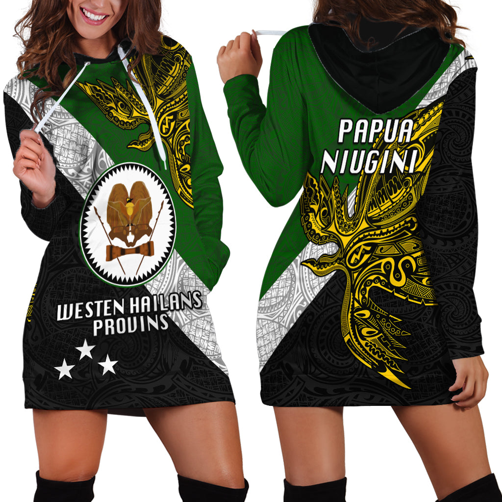 Papua New Guinea Western Highlands Province Hoodie Dress PNG Birds Of Paradise Polynesian Arty Style LT03 - Polynesian Pride