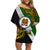 Papua New Guinea Western Highlands Province Off Shoulder Short Dress PNG Birds Of Paradise Polynesian Arty Style LT03 Women Green - Polynesian Pride