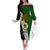 Papua New Guinea Western Highlands Province Off The Shoulder Long Sleeve Dress PNG Birds Of Paradise Polynesian Arty Style LT03 Women Green - Polynesian Pride