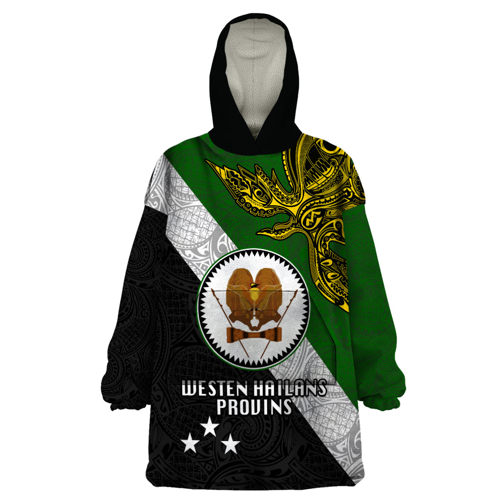 Papua New Guinea Western Highlands Province Wearable Blanket Hoodie PNG Birds Of Paradise Polynesian Arty Style LT03 One Size Green - Polynesian Pride