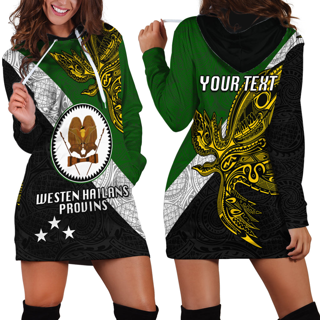 Personalised Papua New Guinea Western Highlands Province Hoodie Dress PNG Birds Of Paradise Polynesian Arty Style LT03 - Polynesian Pride