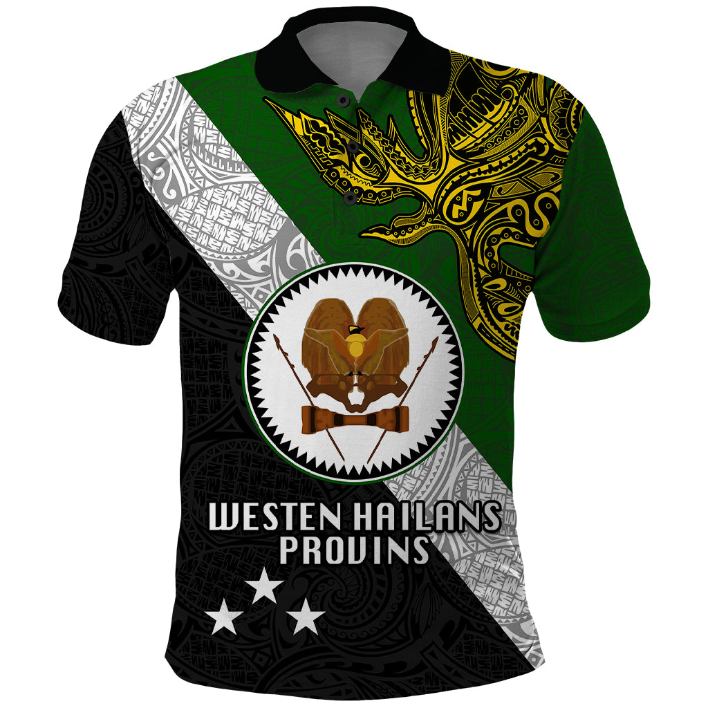Personalised Papua New Guinea Western Highlands Province Polo Shirt PNG Birds Of Paradise Polynesian Arty Style LT03 Green - Polynesian Pride