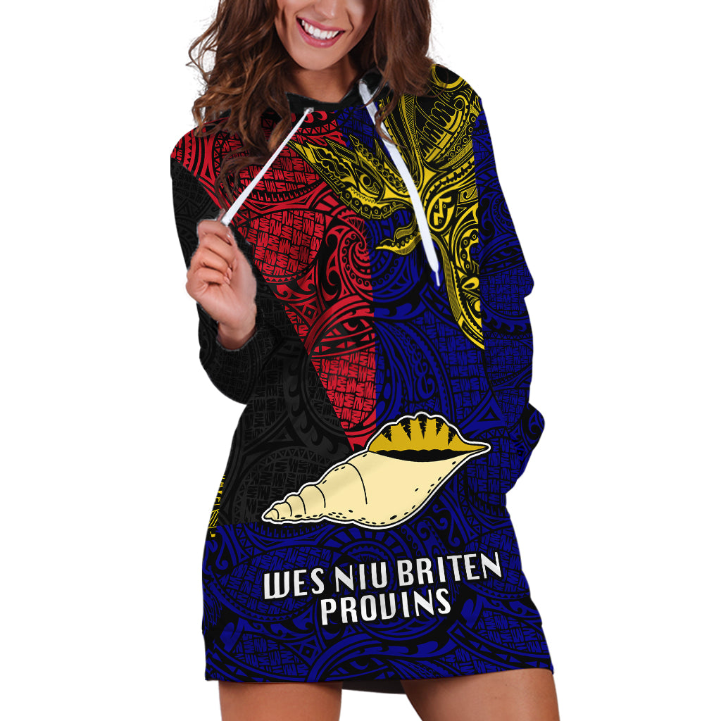 Personalised Papua New Guinea West New Britain Province Hoodie Dress PNG Birds Of Paradise Polynesian Arty Style LT03 Blue - Polynesian Pride