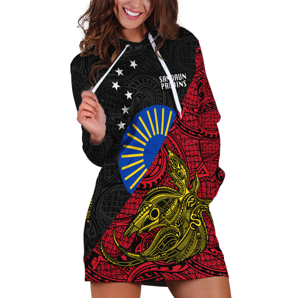 Papua New Guinea Sandaun Province Hoodie Dress PNG Birds Of Paradise Polynesian Arty Style LT03 Red - Polynesian Pride