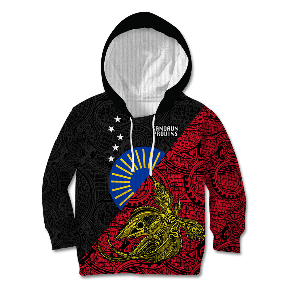 Papua New Guinea Sandaun Province Kid Hoodie PNG Birds Of Paradise Polynesian Arty Style LT03 Hoodie Red - Polynesian Pride