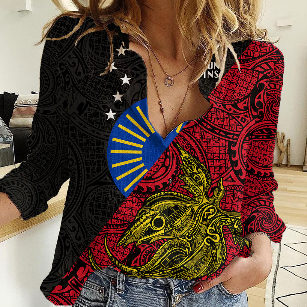 Papua New Guinea Sandaun Province Women Casual Shirt PNG Birds Of Paradise Polynesian Arty Style LT03 Female Red - Polynesian Pride