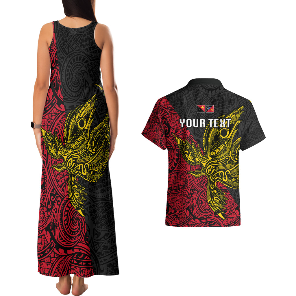 Personalised Papua New Guinea Sandaun Province Couples Matching Tank Maxi Dress and Hawaiian Shirt PNG Birds Of Paradise Polynesian Arty Style LT03 - Polynesian Pride