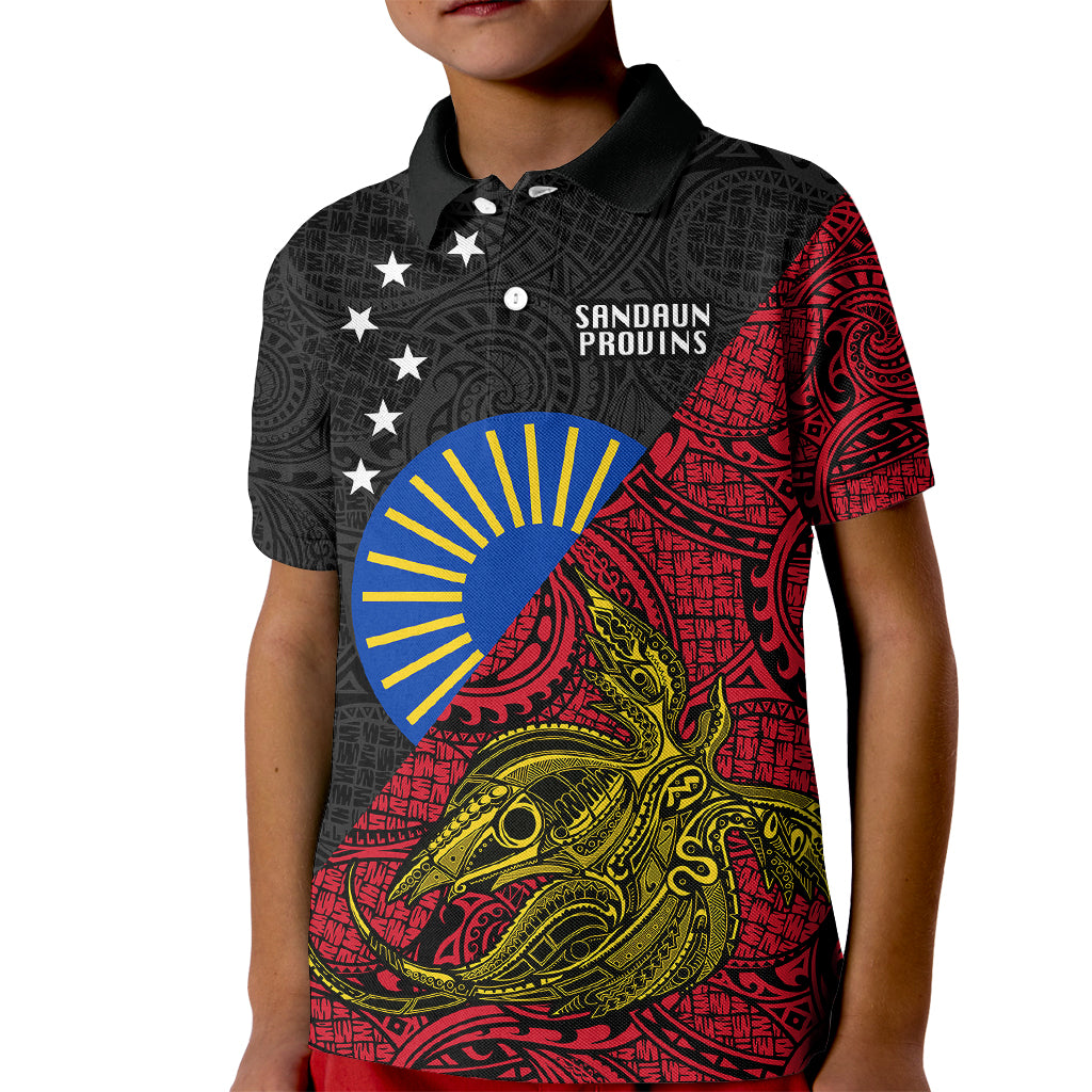 Personalised Papua New Guinea Sandaun Province Kid Polo Shirt PNG Birds Of Paradise Polynesian Arty Style LT03 Kid Red - Polynesian Pride