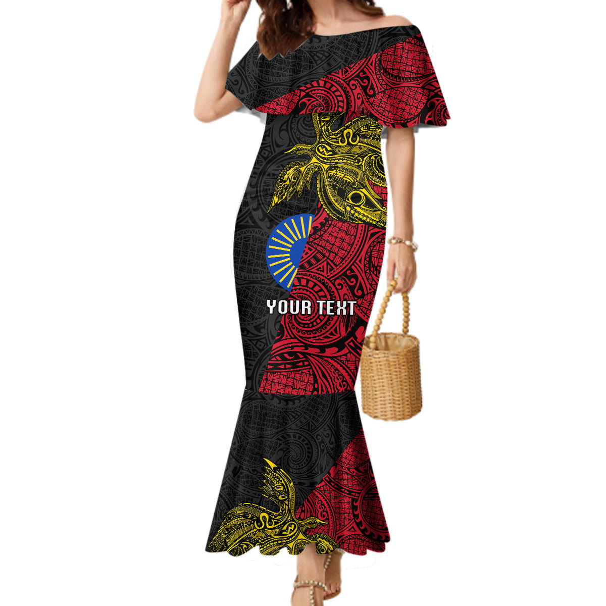 Personalised Papua New Guinea Sandaun Province Mermaid Dress PNG Birds Of Paradise Polynesian Arty Style LT03 Women Red - Polynesian Pride