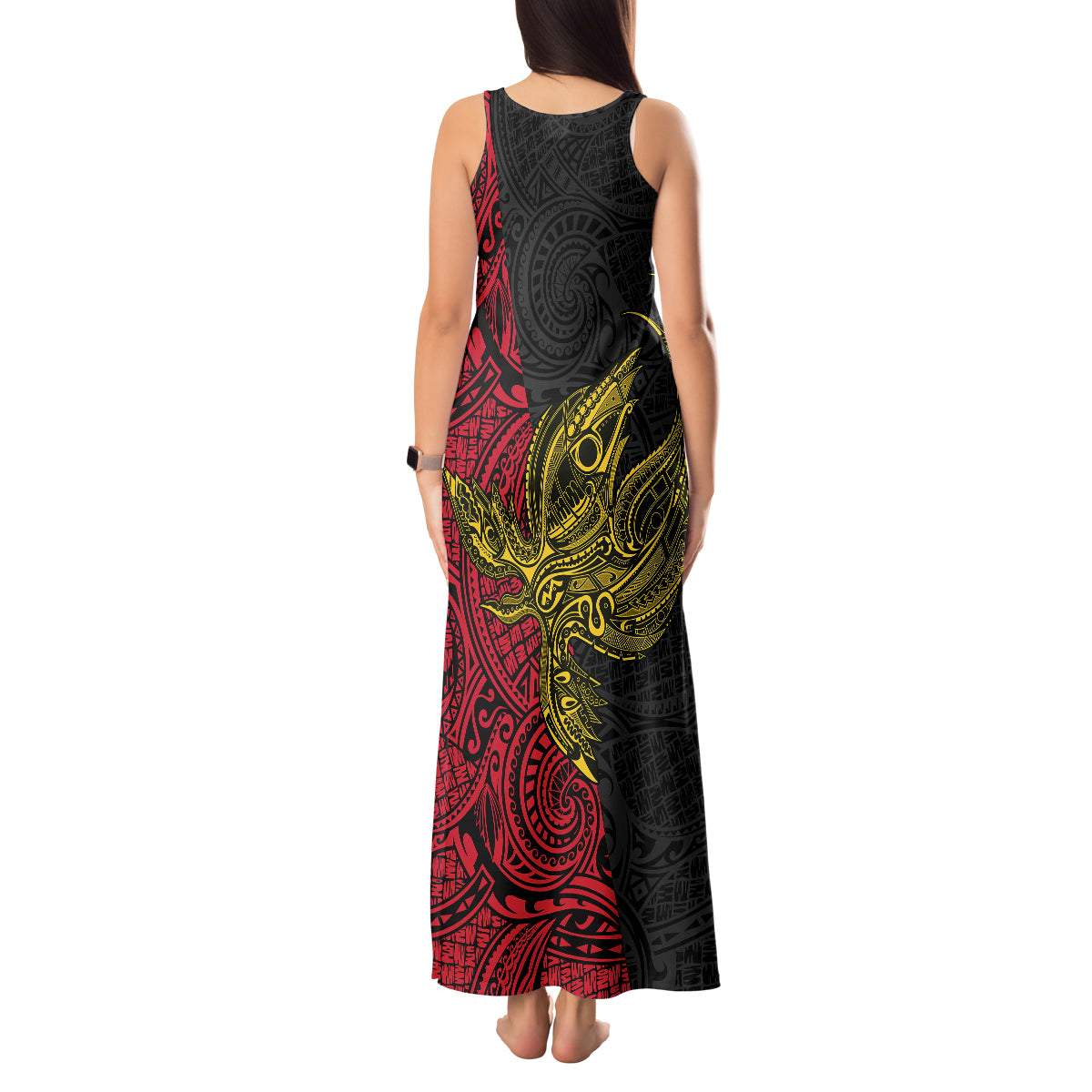 Personalised Papua New Guinea Sandaun Province Tank Maxi Dress PNG Birds Of Paradise Polynesian Arty Style LT03 - Polynesian Pride